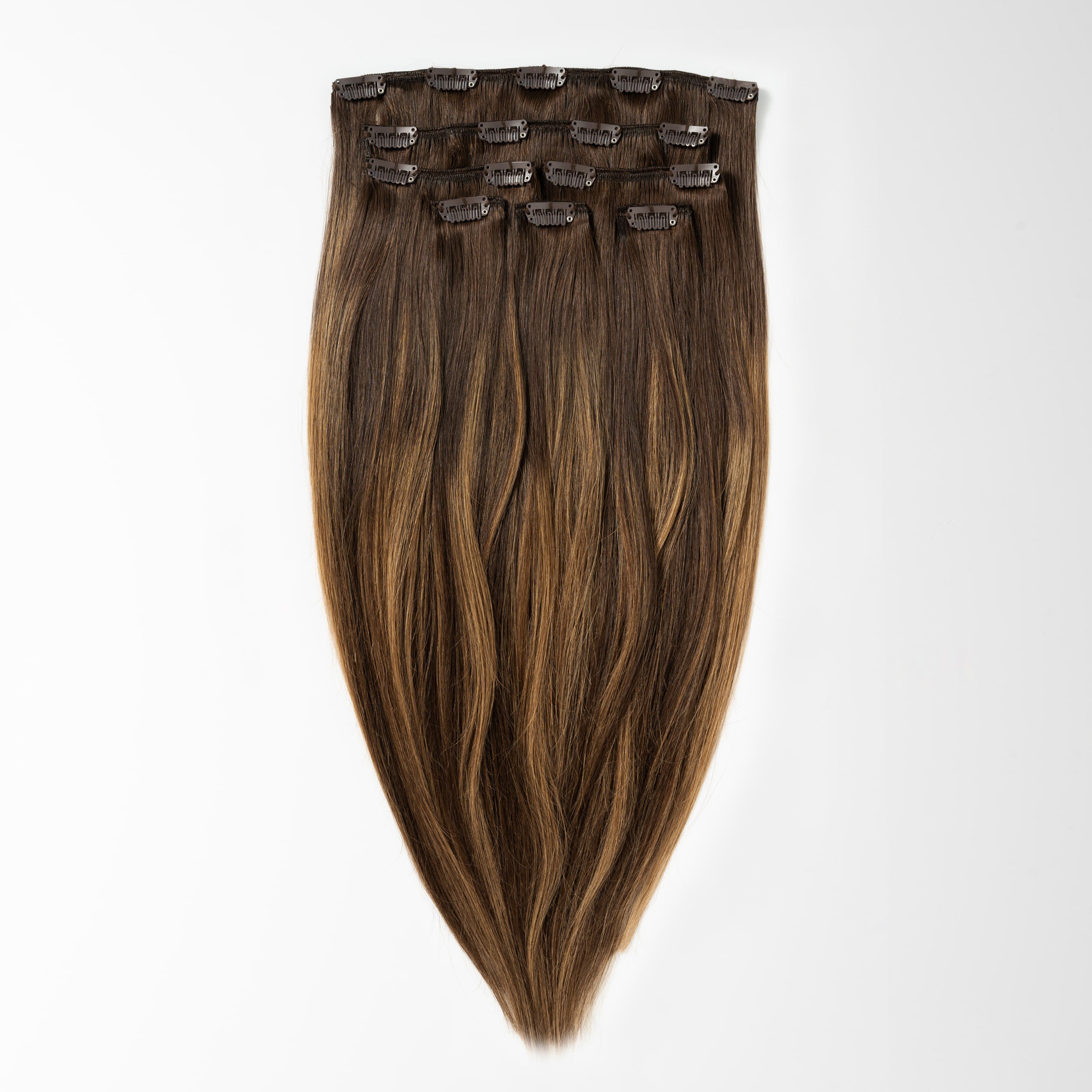 Clip in extensions - Warm Brown Balayage 2+7