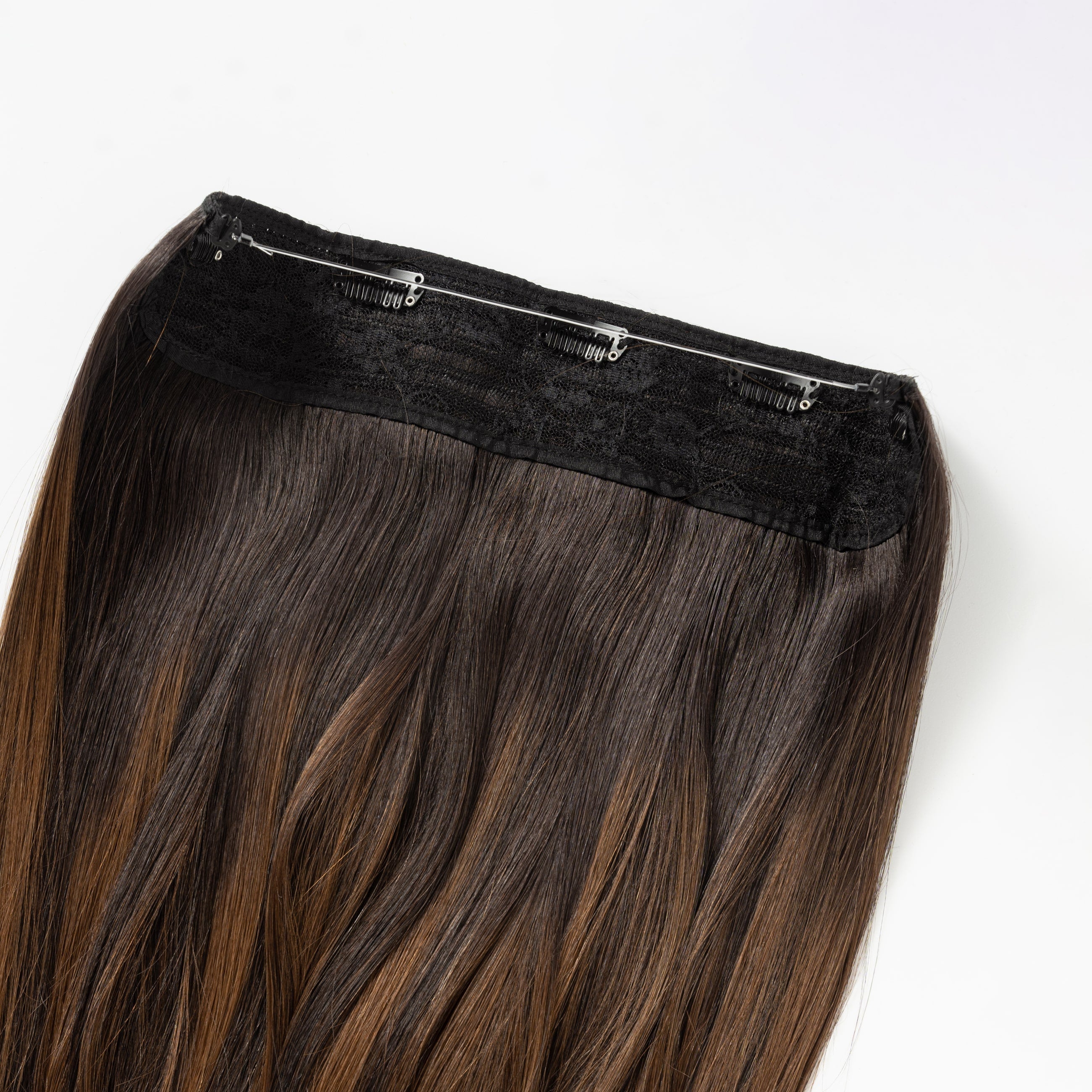 Flip in Extensions - Dark Chocolate Brown Balayage 1A+4