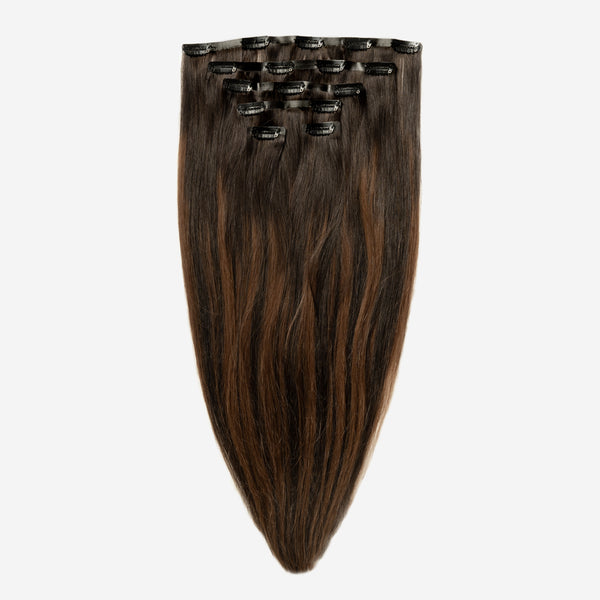 Invisible Clip In - Dark Chocolate Brown Balayage 1A+4 Invisible Clip In - Dark Chocolate Brown Balayage 1A+4