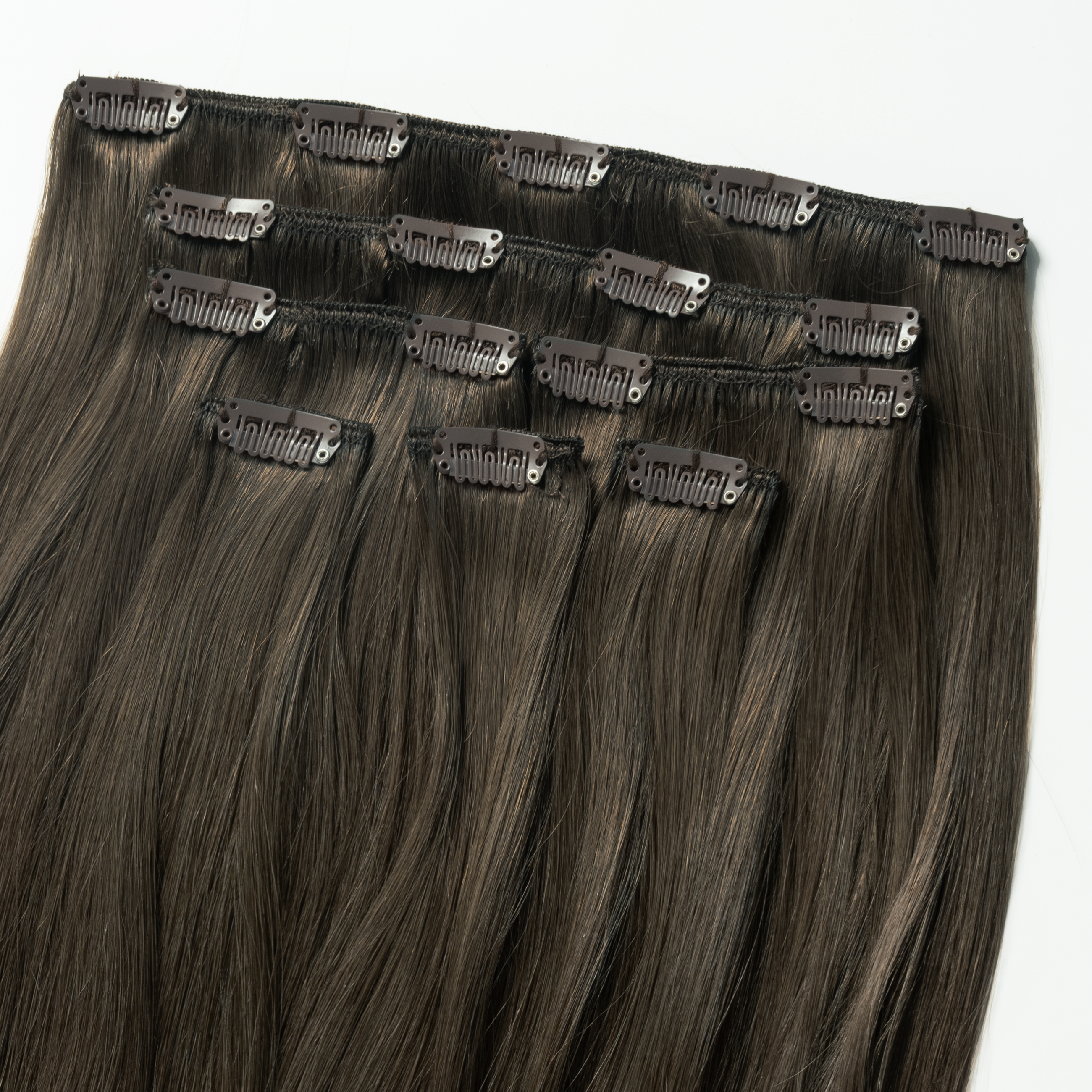 Clip in extensions - Extra Dark Ash Brown 1C