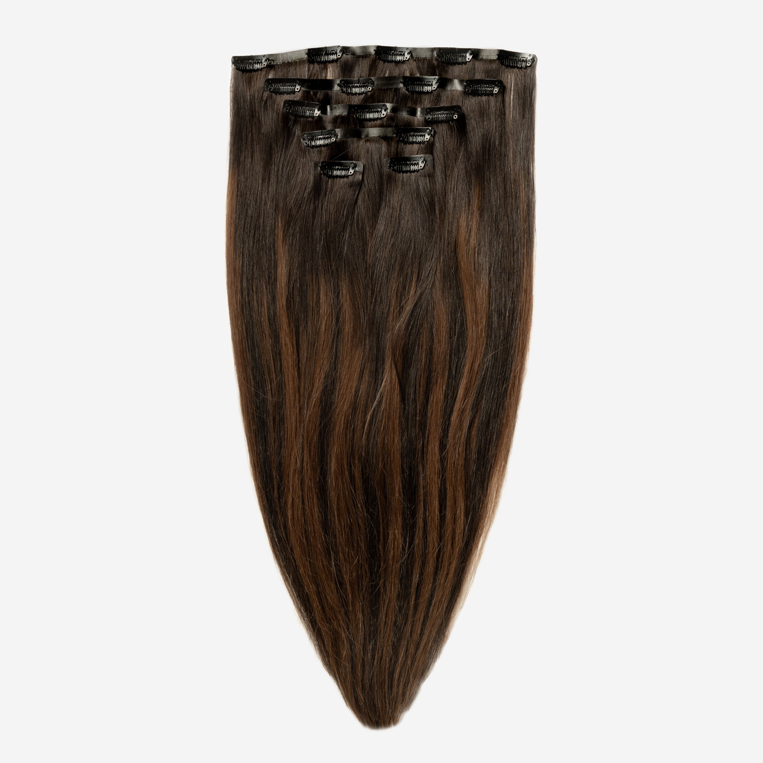 Invisible Clip In - Dark Chocolate Brown Balayage 1A+4